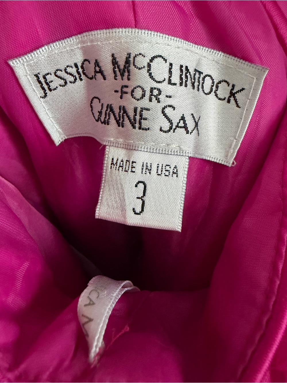 Vintage Jessica McClintock for Gunne Sax Hot Pink Satin Mini Party Dress Size 3 - Picture 5 of 5